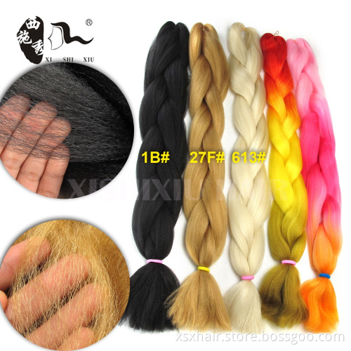 New African Hair Braiding Style Ombre Color Synthetic Braids Hair Weaving 82" Yaki Braiding hair